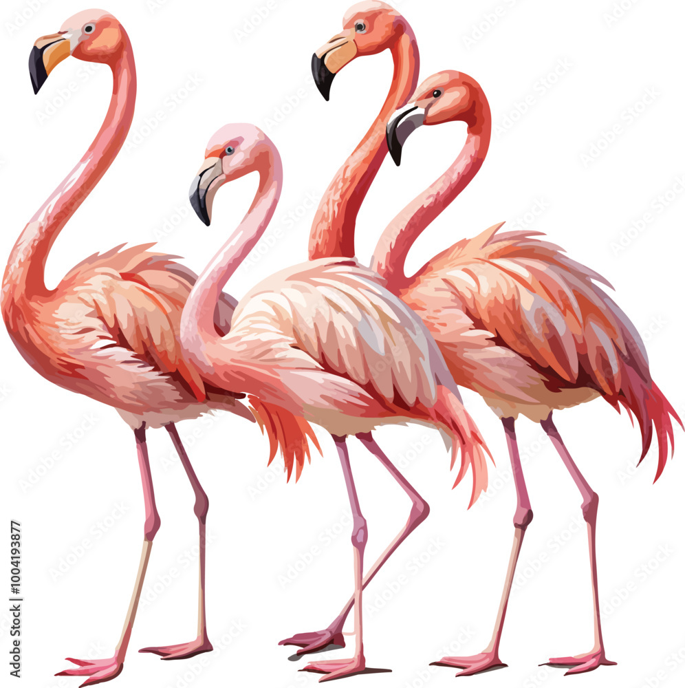 Obraz premium Graceful Pink Flamingos Vector Cutout for Design. Art & Illustration.