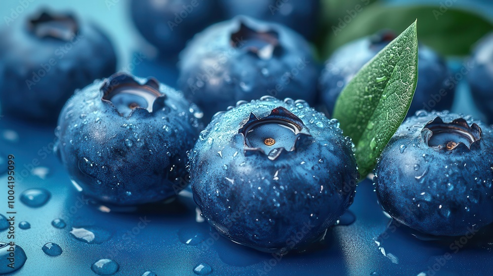 fresh blueberries arranged artfully against a vivid blue backdrop droplets of water glistening on their surface highlighting their freshness and appeal evoking a sense of summer and health fresh blueberries arranged artfully against a vivid blue backdrop droplets of water glistening on their surface highlighting their freshness and appeal evoking a sense of summer and health