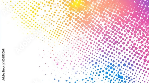 Halftone glitter pattern with sparkling dots on a white background, representing a pop art style. --