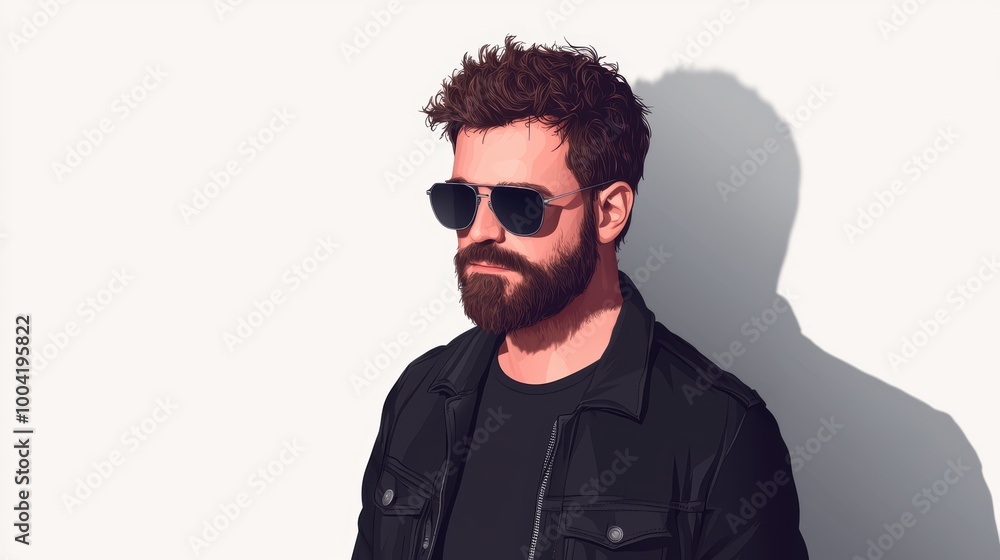 Stylish 3D Isometric Hipster Character in Red, Black, and Silver Tones on Light Background - Vibrant Illustration with Intricate Details Stylish 3D Isometric Hipster Character in Red, Black, and Silver Tones on Light Background - Vibrant Illustration with Intricate Details