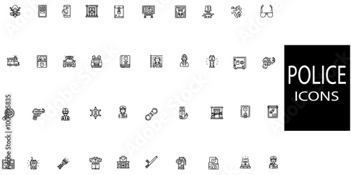 Police simple concept 40 icons set.Vector illustration.