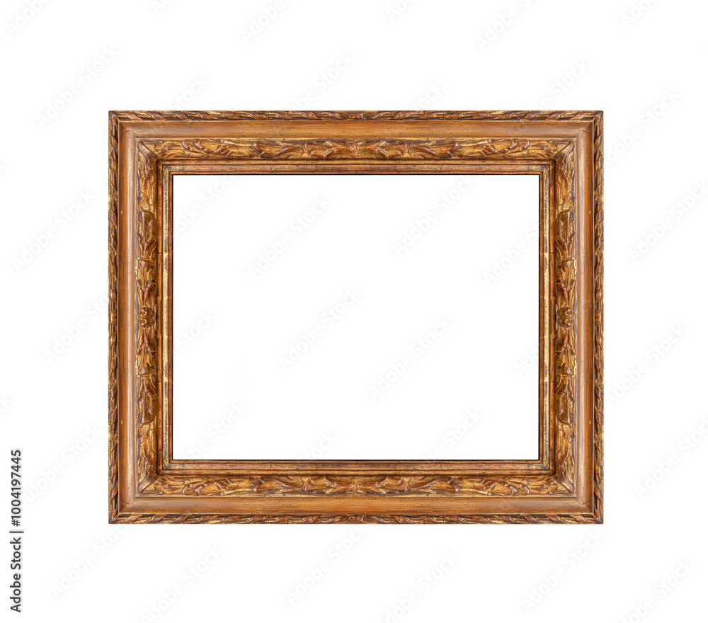 Antique golden picture frame isolated on white background. Antique golden picture frame isolated on white background.