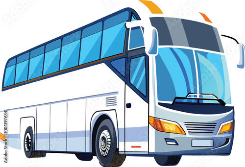 Luxury white bus 3d vector sticker design