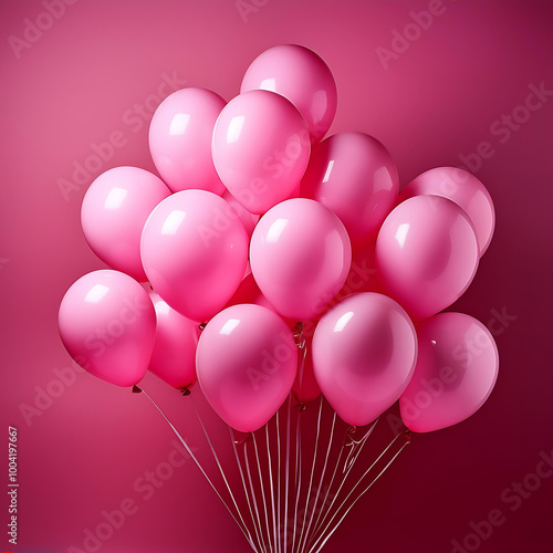 pink balloon isolated on neon pink background