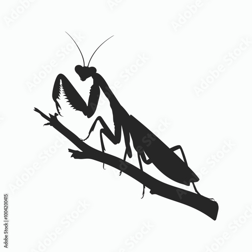 Mantis silhoutte vector white backgound 