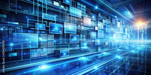 Abstract of virtualization technology layers arranged horizontally for digital concepts