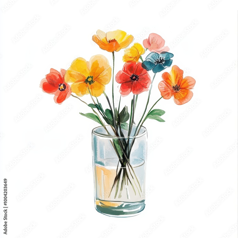 A vibrant bouquet of flowers in a glass vase, showcasing nature's beauty. A vibrant bouquet of flowers in a glass vase, showcasing nature's beauty.