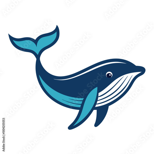 Whale Silhouette Line Art Vector Design.