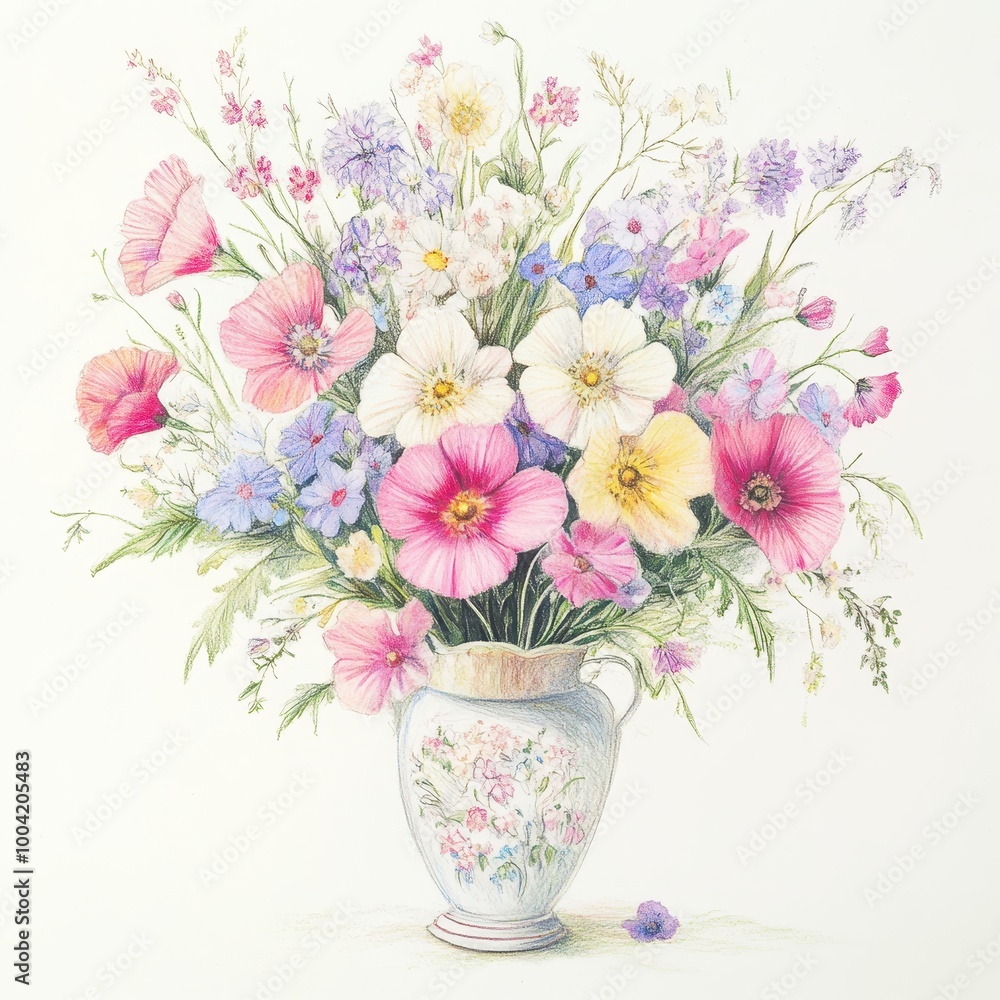 A vibrant bouquet of various flowers in a decorative vase, showcasing natural beauty. A vibrant bouquet of various flowers in a decorative vase, showcasing natural beauty.