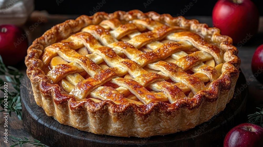 goldenbrown homemade apple pie with a beautifully woven lattice crust nestled on a rustic wooden table evoking warmth and nostalgia of homecooked delights goldenbrown homemade apple pie with a beautifully woven lattice crust nestled on a rustic wooden table evoking warmth and nostalgia of homecooked delights