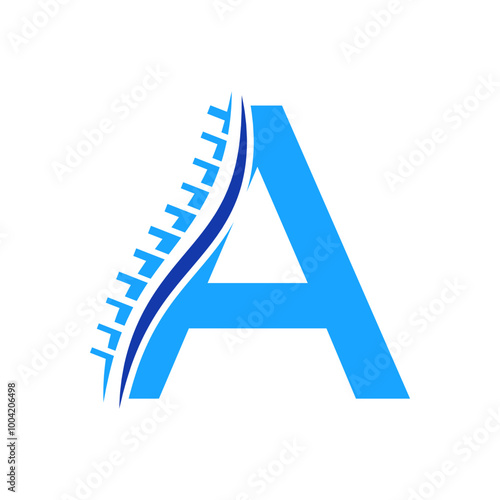 Spine diagnostic logo on letter A vector template. Orthopedic Symbol