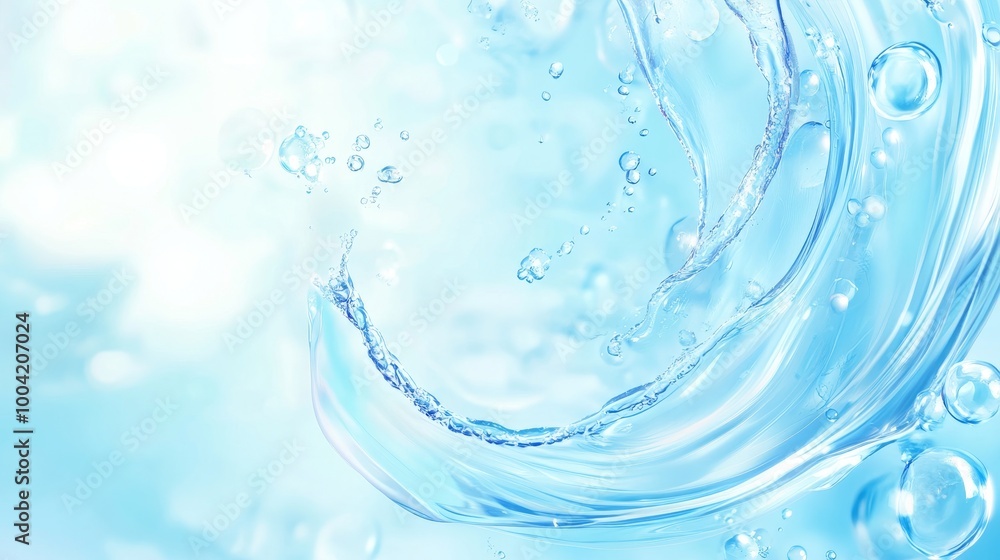 Refreshing Water Ripples and Bubbles on Light Blue Background for Skincare Product Advertisements Refreshing Water Ripples and Bubbles on Light Blue Background for Skincare Product Advertisements