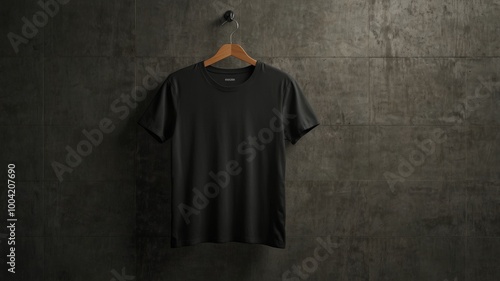 lack T-Shirt Mockup Hanging on a Metal Hanger