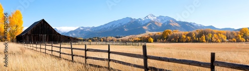 Serene Rustic Barns and Grazing Horses - Tranquil Mornings in Picturesque Rural Landscape Capturing the Essence of Countryside Charm