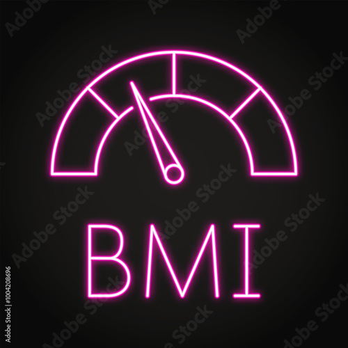 Body mass index neon icon. BMI symbol. Vector illustration.