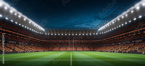 seats with a spotlight football stadium