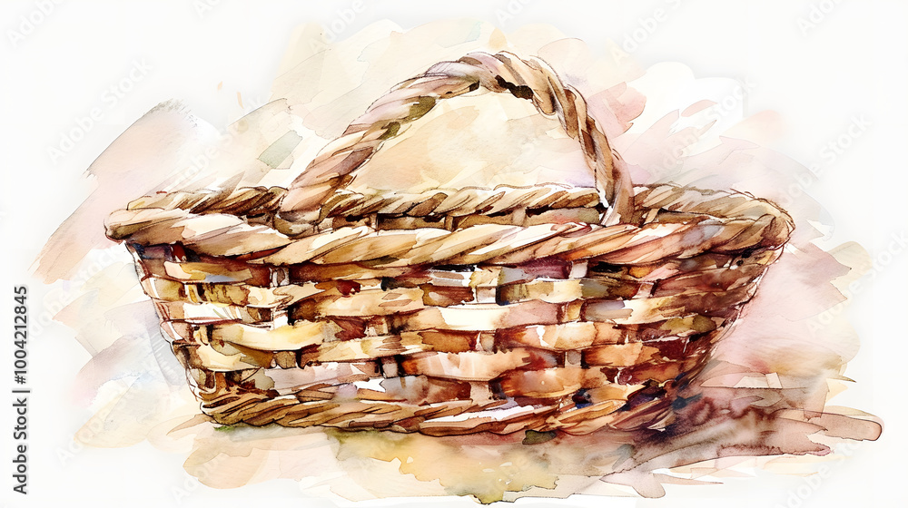 Obraz premium Decorative Basket furniture Background watercolor