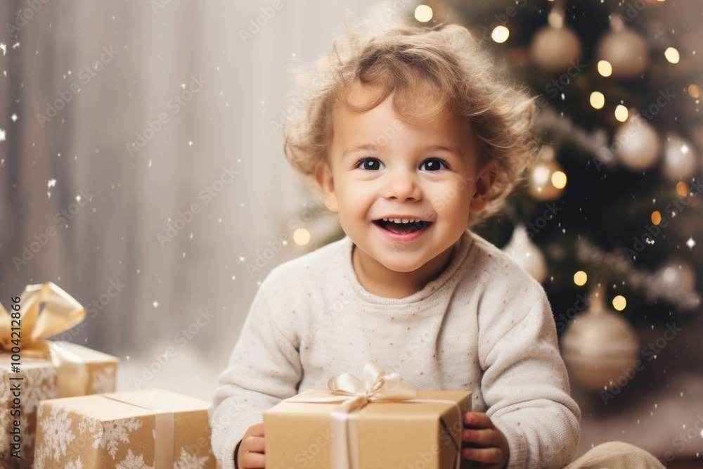 Christmas box cheerful toddler. Christmas box cheerful toddler.