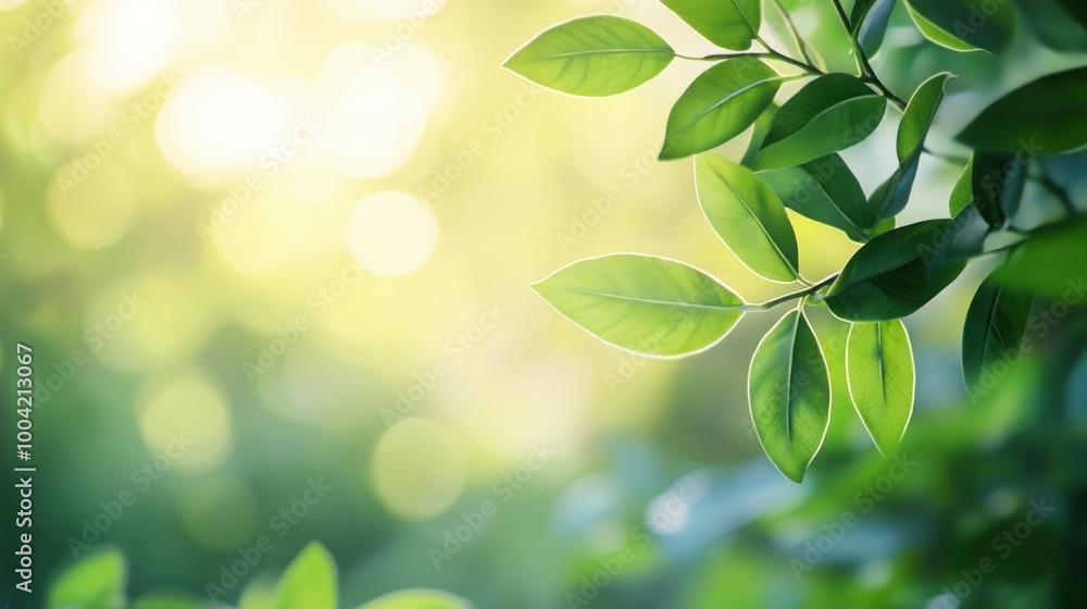 Lush green leaves bathed in soft sunlight, creating a tranquil and refreshing atmosphere. Lush green leaves bathed in soft sunlight, creating a tranquil and refreshing atmosphere.
