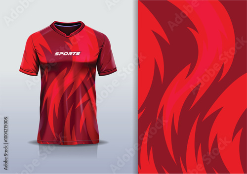 Sport jersey design template mockup tail curve line for football soccer, running, esports, red maroon color