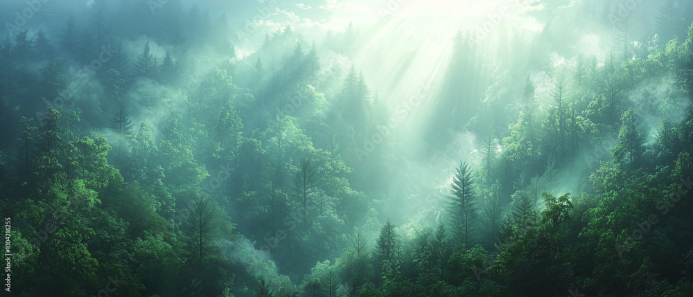 A mystical forest draped in soft mist, with towering trees and beams of light piercing through the canopy. A peaceful, serene background perfect for fantasy or cinematic scenes. A mystical forest draped in soft mist, with towering trees and beams of light piercing through the canopy. A peaceful, serene background perfect for fantasy or cinematic scenes.