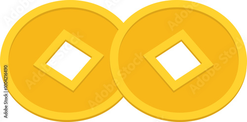 Chinese gold coin vector.
Isolated chinese copper coin vector. photo