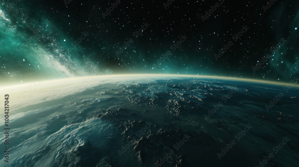 Obraz premium A breathtaking view of Earth from space, showcasing its intricate terrain and the vastness of the cosmos.