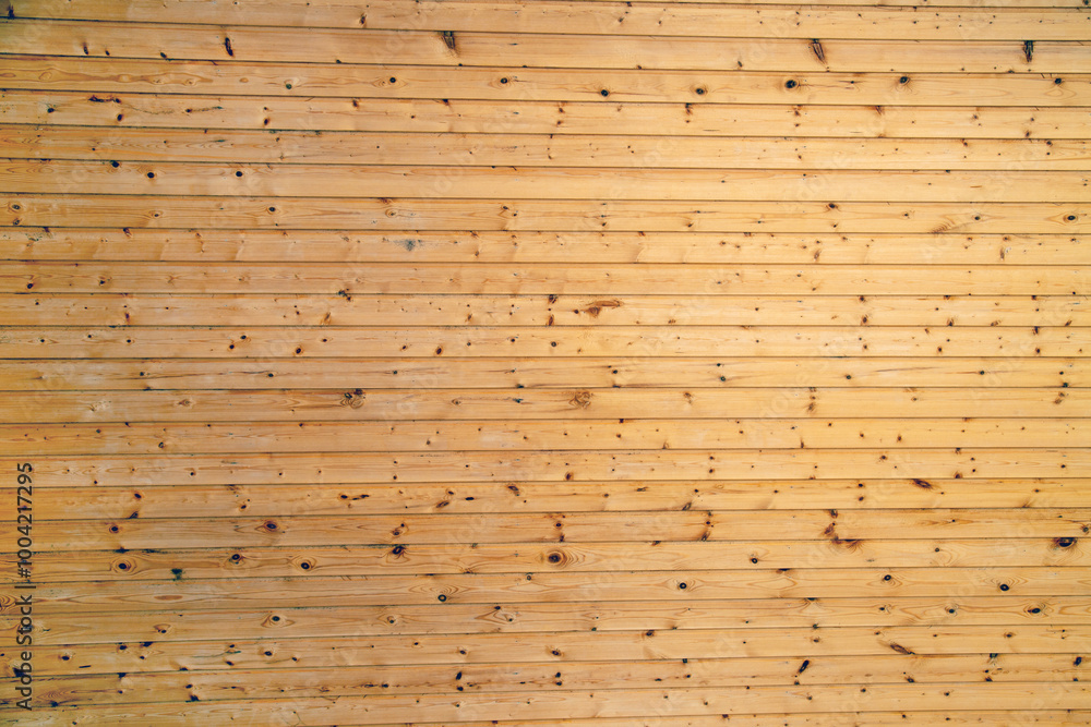 Obraz premium The background is a wall of yellow boards with a beautiful pattern of a tree structure on a clear sunny day, texture backgrounds for graphic design. The wallpaper is abstract.