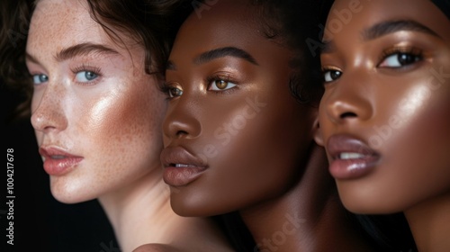 A diverse group of women with different skin tones standing together in a group, showcasing inclusivity and diversity.