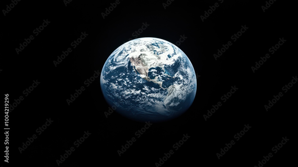 A stunning view of Earth from space, showcasing its vibrant blue oceans and white cloud formations against a dark backdrop. A stunning view of Earth from space, showcasing its vibrant blue oceans and white cloud formations against a dark backdrop.