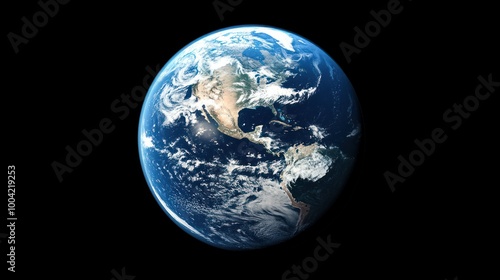 A stunning view of Earth from space, showcasing the vibrant blue oceans and diverse landmasses.