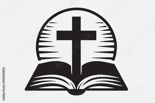 Silhouette of a holy Bible and cross