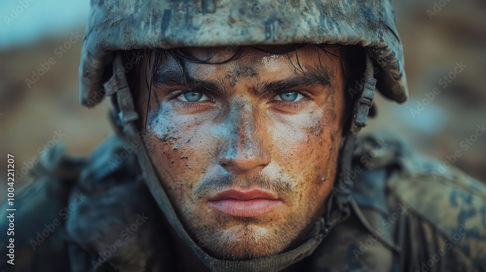intense portrait of a soldier in full army gear helmet on moving with purpose across a rugged battlefield embodying determination and strength amidst a tense and dangerous environment intense portrait of a soldier in full army gear helmet on moving with purpose across a rugged battlefield embodying determination and strength amidst a tense and dangerous environment