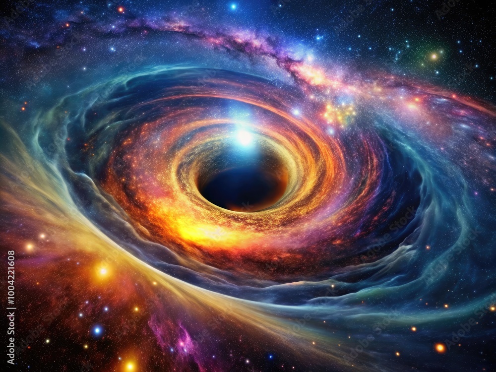 Abstract Black Hole Star Spiral in a Cosmic Space Background of an Endless Galaxy in the Universe Abstract Black Hole Star Spiral in a Cosmic Space Background of an Endless Galaxy in the Universe