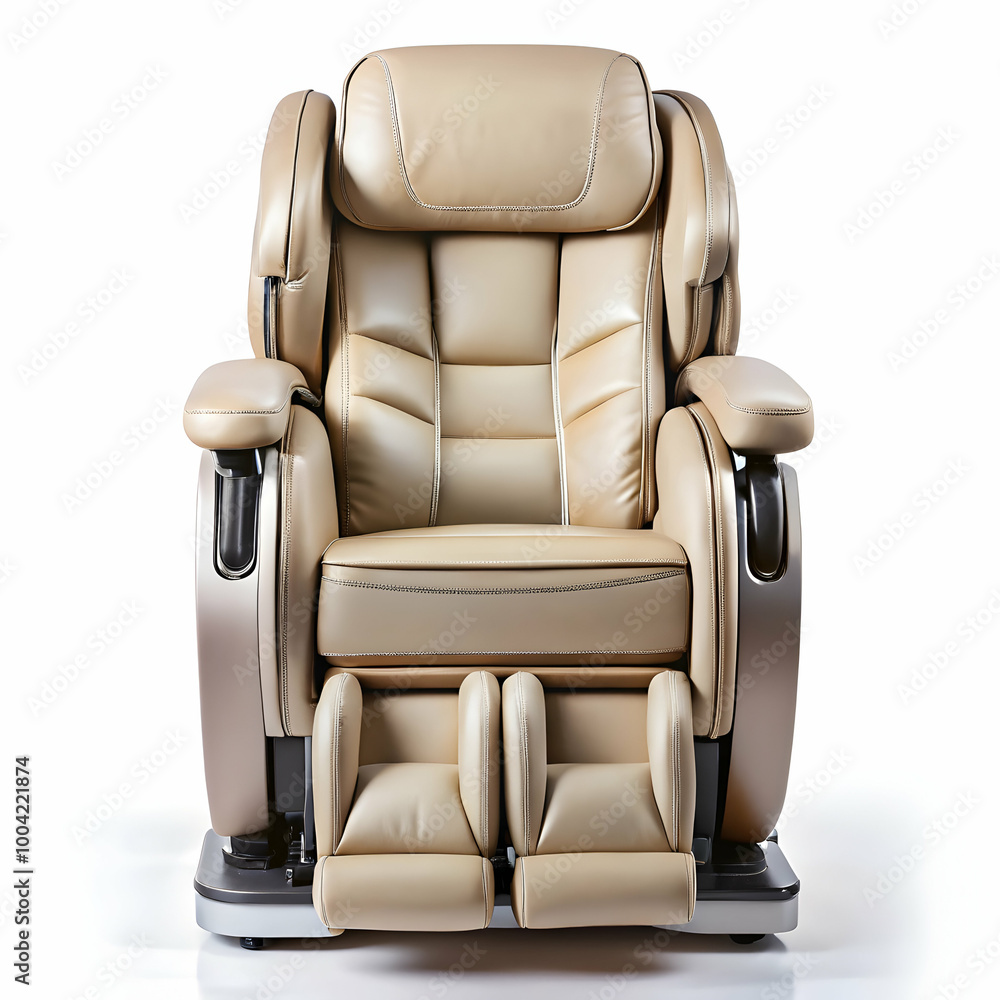 Naklejka premium Relax in Luxury with this Brown Leather Massage Chair on white background