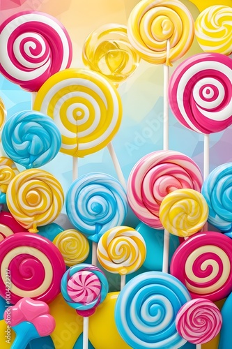 Colorful lollipop background with different colors 