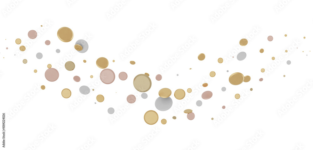 Joyful Deluge: Brilliant 3D Illustration Showcasing an Overflow of gold Confetti Joyful Deluge: Brilliant 3D Illustration Showcasing an Overflow of gold Confetti