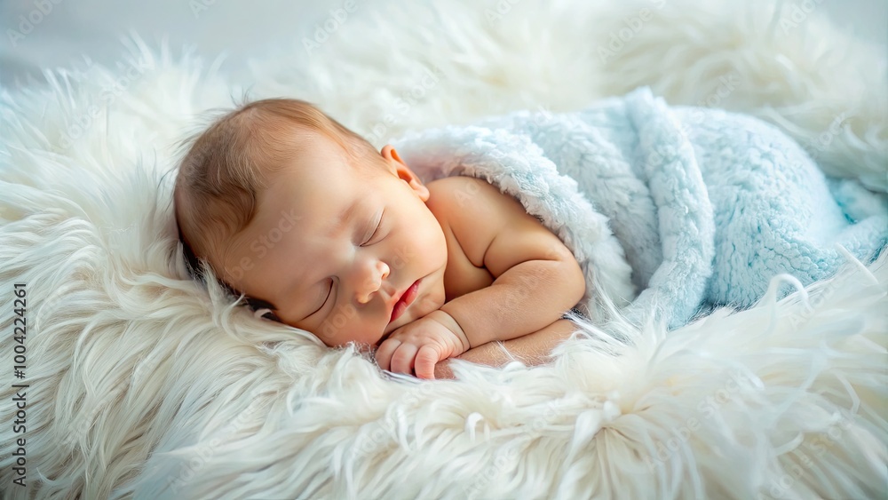 Adorable Newborn Baby Peacefully Sleeping on Soft White Bedding in a Cozy and Serene Environment Adorable Newborn Baby Peacefully Sleeping on Soft White Bedding in a Cozy and Serene Environment