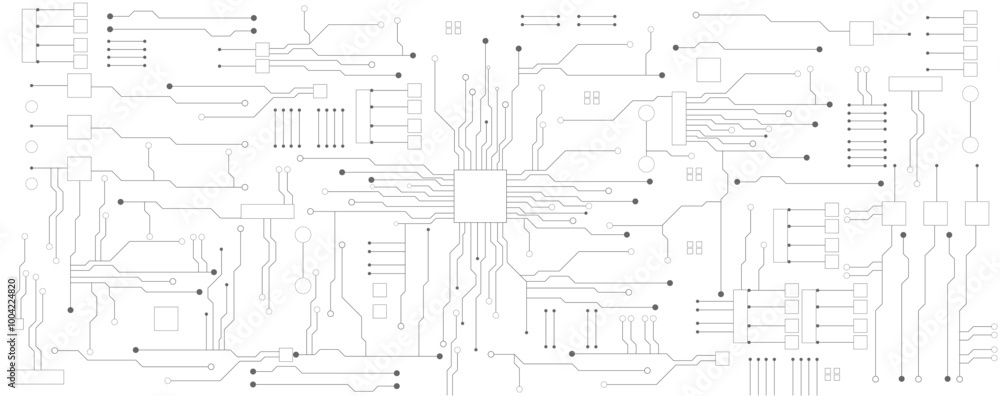 black and white circuit electronic or electrical line with circle engineering technology concept vector background black and white circuit electronic or electrical line with circle engineering technology concept vector background