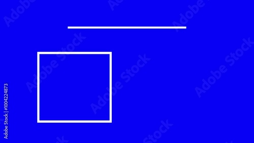 Rectangle, beeline and circle frame white color animation on blue background.