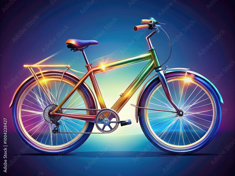 Fototapeta premium Artistic Flat Style Illustration of a Modern Electric Bicycle with Semi-Transparent Panels Design
