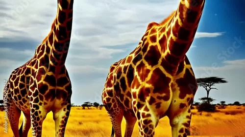 giraffe on sunset background
