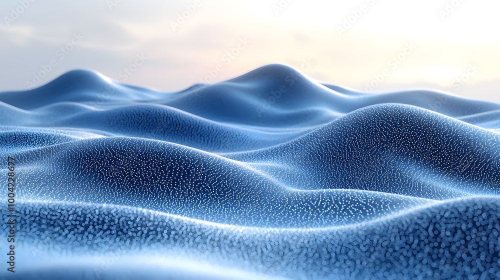 Obraz premium Digital 3D Landscape Rendering of Abstract Waves