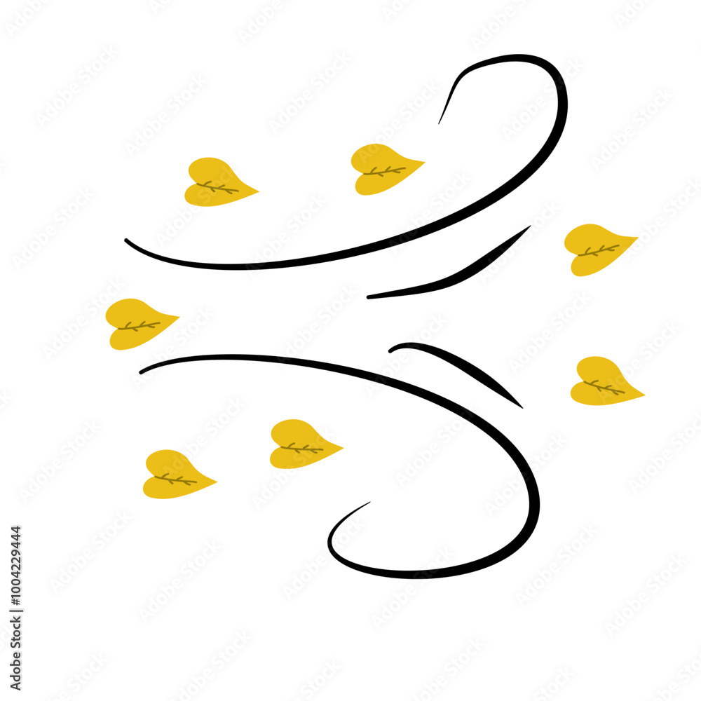 Obraz premium Doodle autumn leaves blowing in the wind