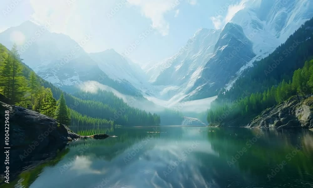Landscape with lake and mountains Landscape with lake and mountains