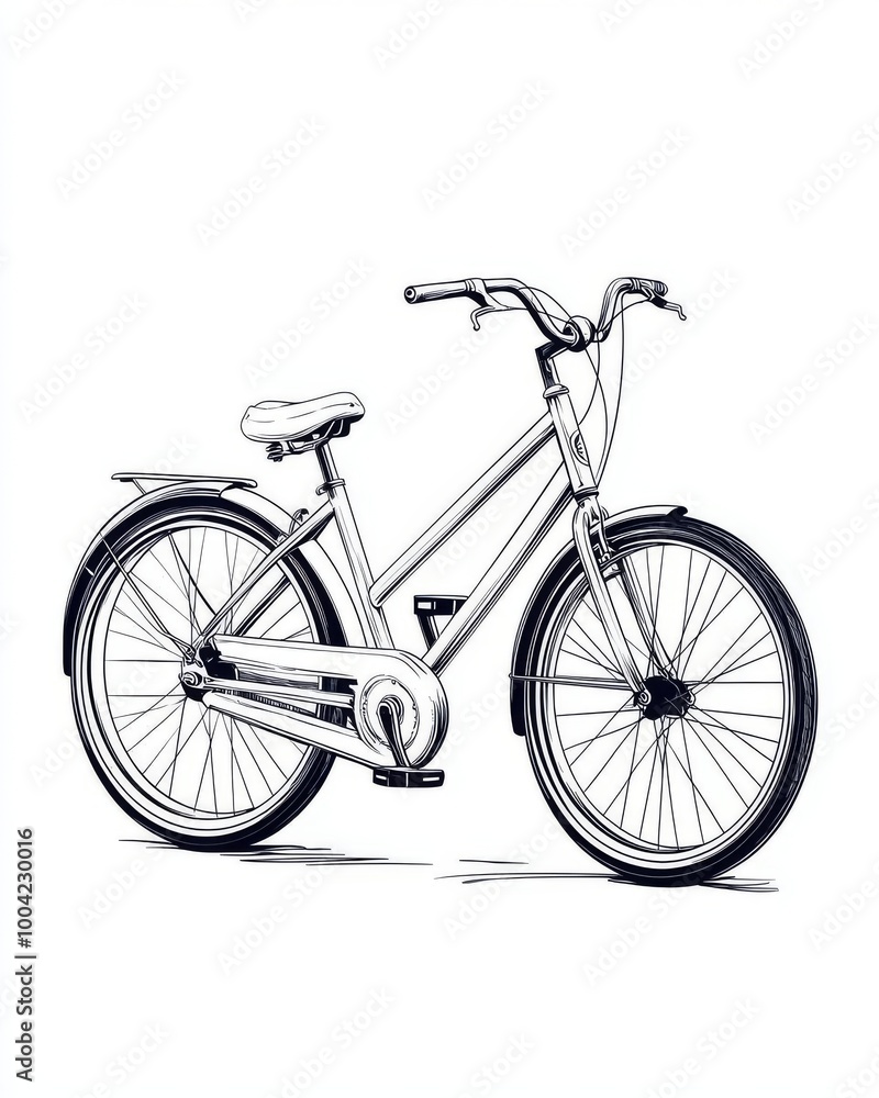 Fototapeta premium Minimalist Line Drawing of a Bicycle Symbolizing Simple Freedom and Clean Aesthetic Design