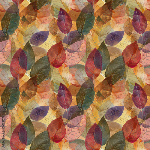 Watercolor Pattern Of Autumn Leaves
