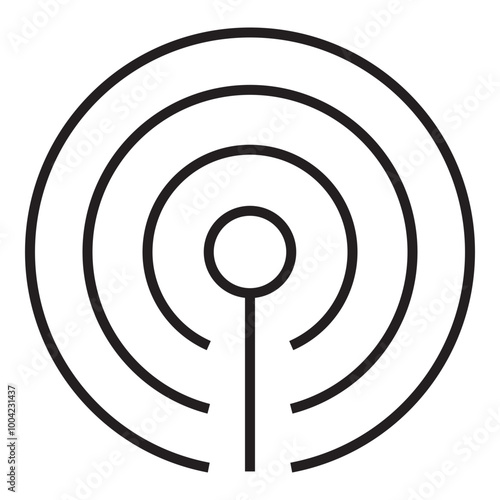 Radio signal icon in outline style. Simple streaming podcast symbol vector illustration — pixel-perfect icon.