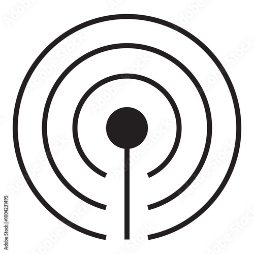 Radio signal icon in outline style. Simple streaming podcast symbol vector illustration — pixel-perfect icon.