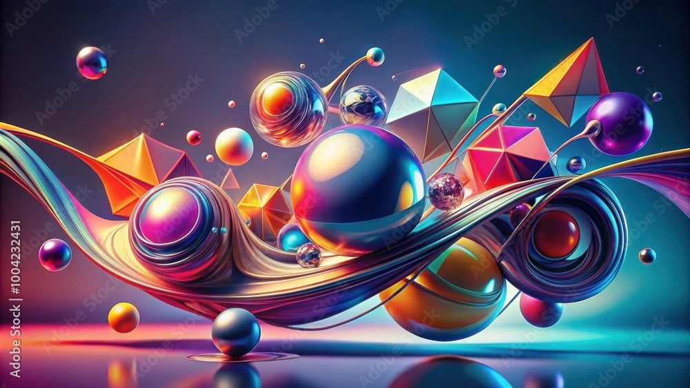 Fototapeta premium Dynamic Abstract Art with Geometric Shapes and Fluid Motion in Stunning Display